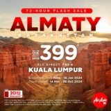AirAsia 72-Hour Flash Sale: Almaty, Kazakhstan – Fly Direct from Kuala Lumpur for just MYR 399!