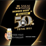 Sakae Sushi Extravaganza 2024: 50% Off Total Bill for Members!