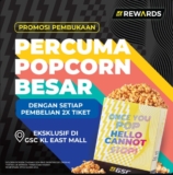 GSC Opening Promotion: Buy 2x tickets at GSC KL East Mall and get a Free Large Caramel Popcorn