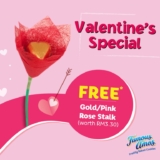 Famous Amos Valentine’s Special FREE Rose Stalk & FREE Bouquet Wrapping