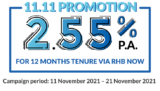RHB RHB e-Term Deposit 11.11 Sale 2.55% p.a Promotion