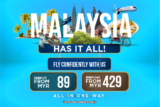 Malaysia Airlines Domestic Fare Fly all-in one-way from MYR 89 on Economy Lite As low RM89 February Promotion